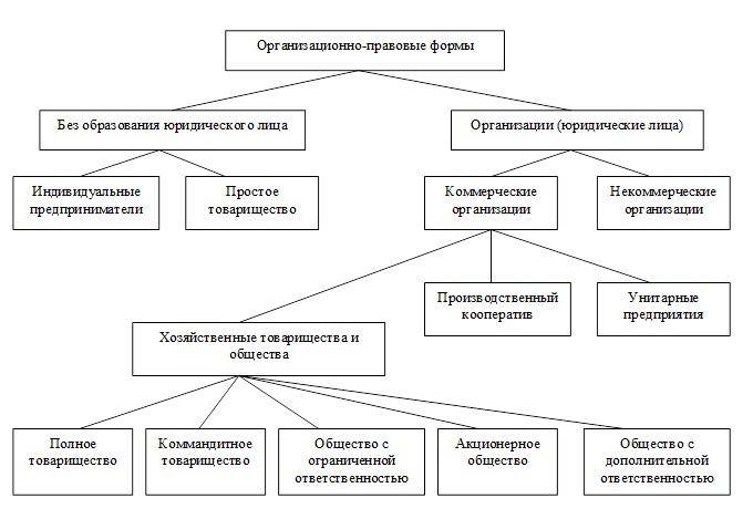 Схема: Основные организационно-правовые формы.