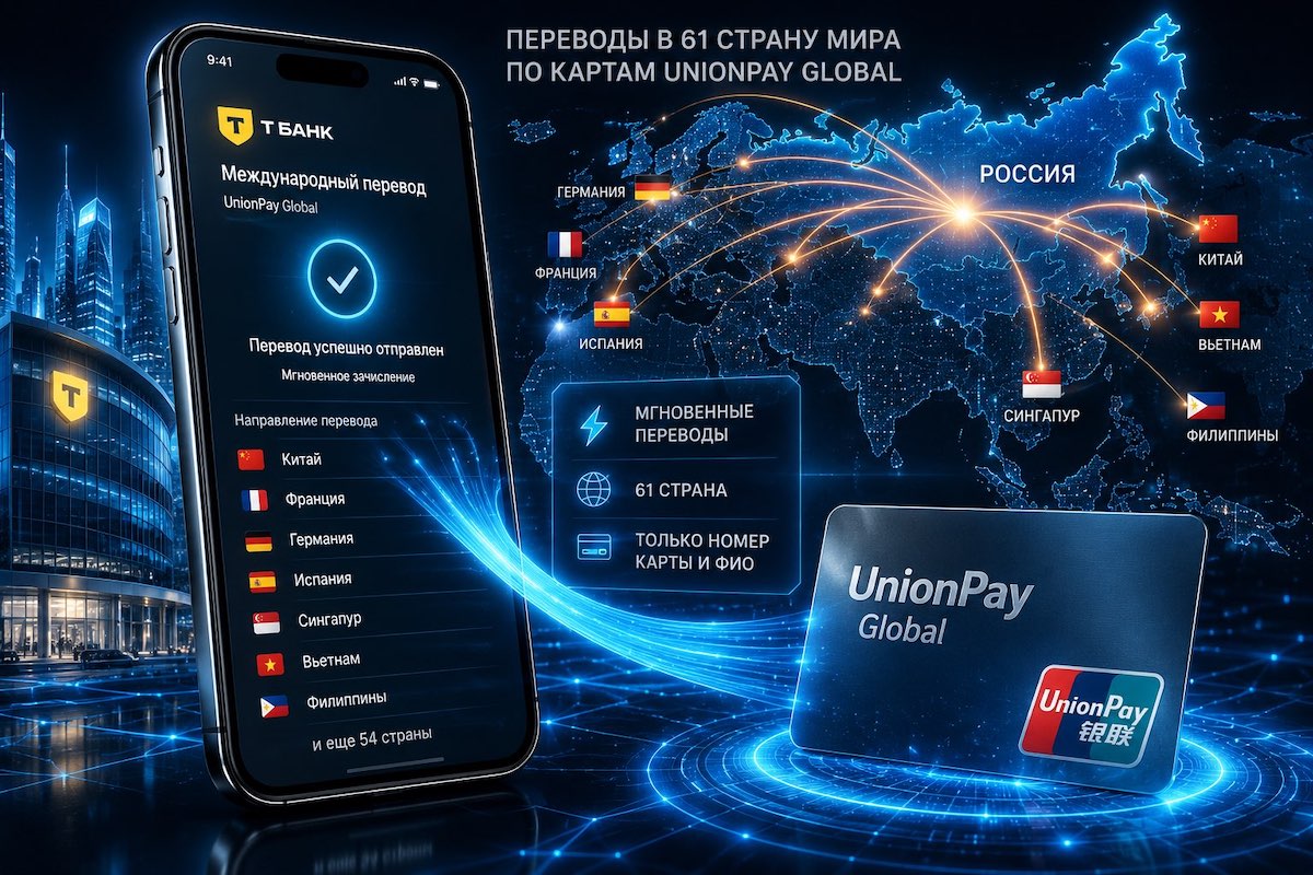Т-Банк открыл переводы на карты UnionPay Global в 61 страну