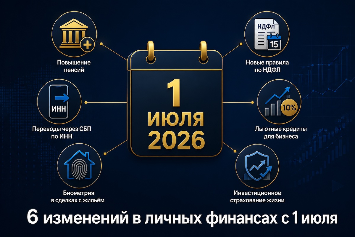 Инфографика шесть изменений в личных финансах россиян с 1 июля 2026 года