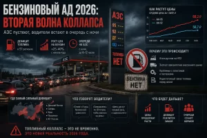 Бензиновый ад 2026: Россию накрыла вторая волна топливного коллапса — АЗС пустеют, водители встают в очередь с ночи
