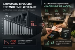 Финансовый переворот в России: банкоматы исчезают, а наличные выдают на кассах магазинов