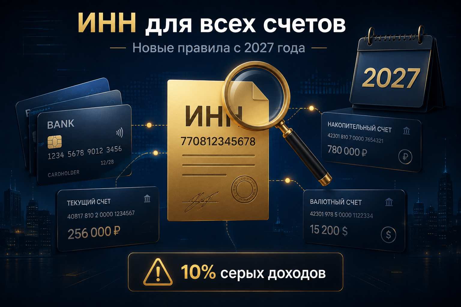 С 2027 года ИНН станет обязательным для всех банковских счетов россиян