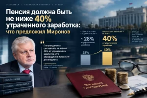 Пенсия должна быть не ниже 40% утраченного заработка: что предложил Миронов